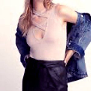 **NWOT** Criss-Cross Choker Neck Bodysuit